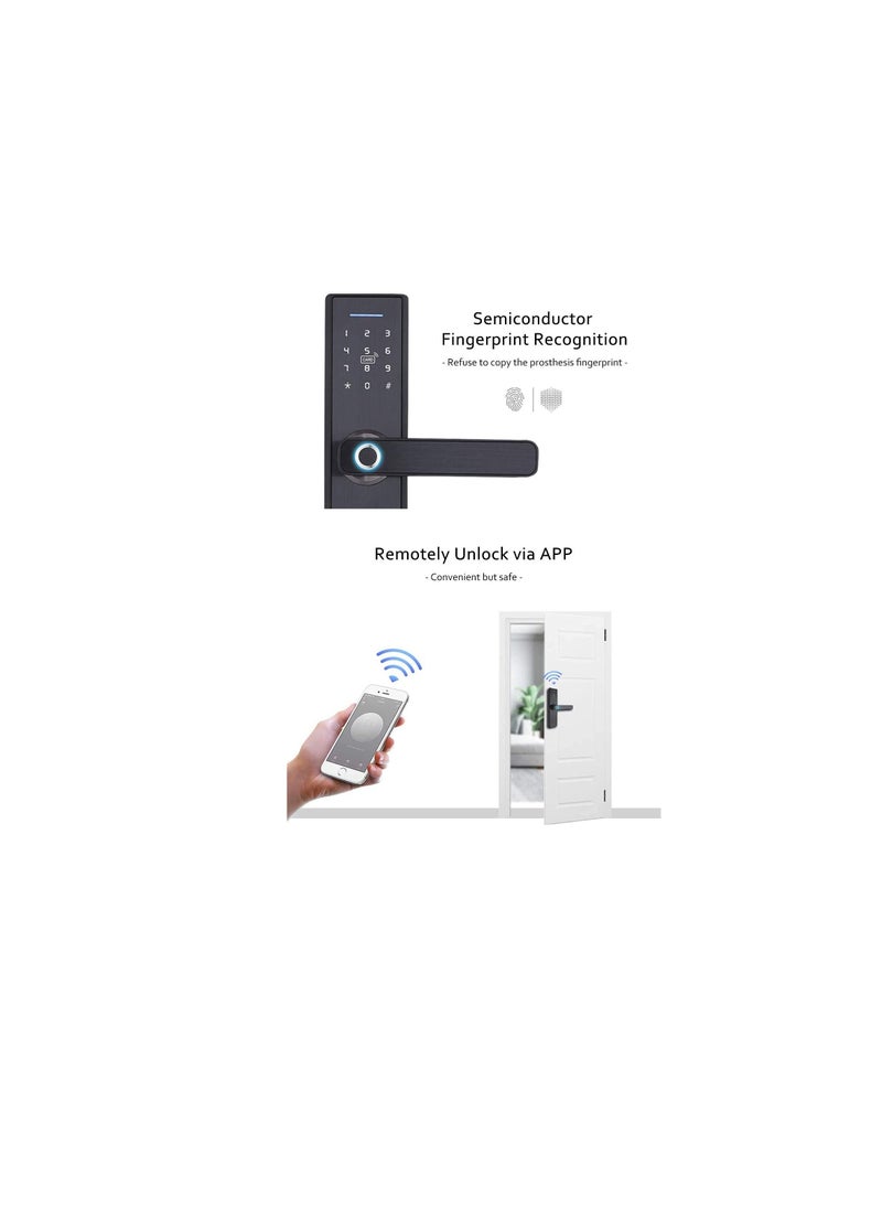 Robustline Smart Front Door Lock with 5 Function- Fingerprint, Digital Deadbolt, Smart IC Card, Keyless Bluetooth, Key, Smart APP Remote Control for Apartment, Hotel & Home Use.