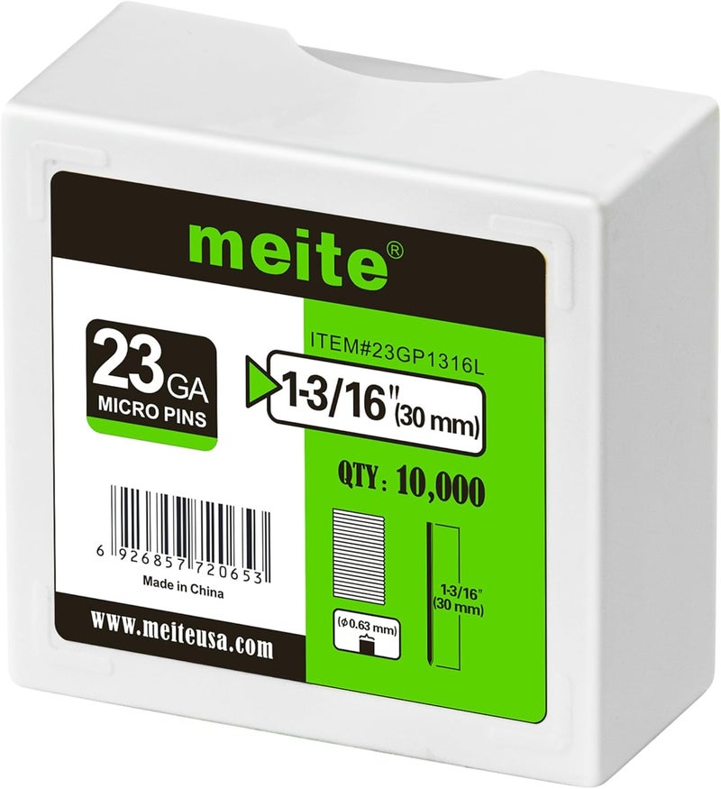 Meite 23 Gauge Pin Nails, 1-3/16-Inch Micro Headless Piner Nails - Galvanized 23GA Pins Nails for Nail Gun, Ideal for Fine Woodworking and Trim Work (5 Boxes) - Image 1