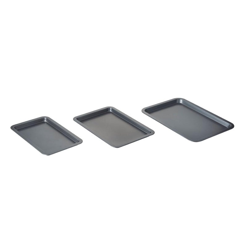 Nifty Solutions Nifty Cookie  Baking Sheets Set of 3  NonStick Coated Steel Dishwasher Safe Oven Safe up to 450 Degrees includes LargeMedSmall Pans