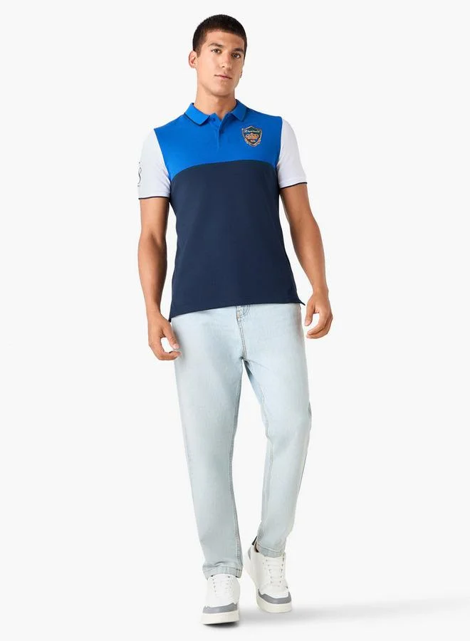 سبلاش فيڤ تيشيرت بولو مطرز بألوان متضاربة