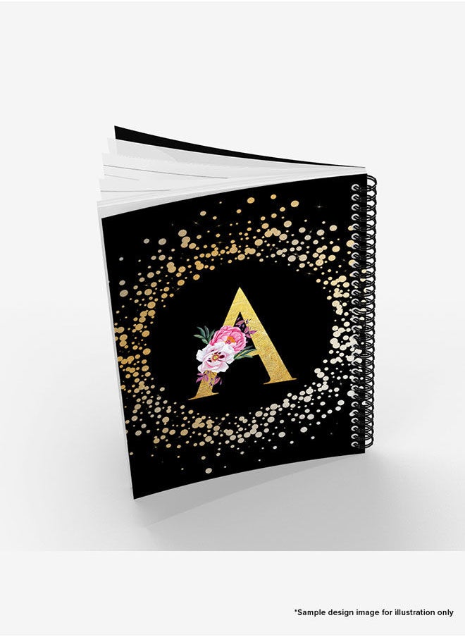 Stylizedd - Designer A5 Spiral Notebook Memo Notepad Journal - Custom Monogram Initial Letter Floral Pattern Alphabet - C - Black - Image 1