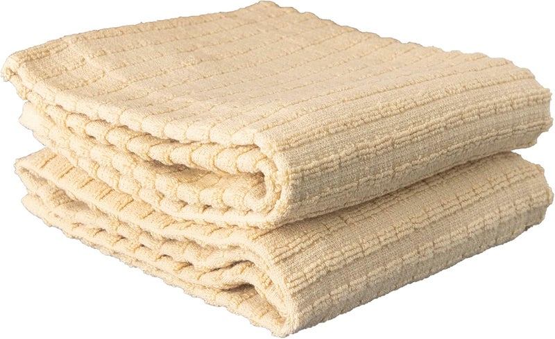Ritz Royale Collection 100% Combed Terry Cotton, Highly Absorbent, Kitchen Dish Cloth Set, 13-3/4" x 12", 4-Pack, Solid & Checked, Latte - Image 5