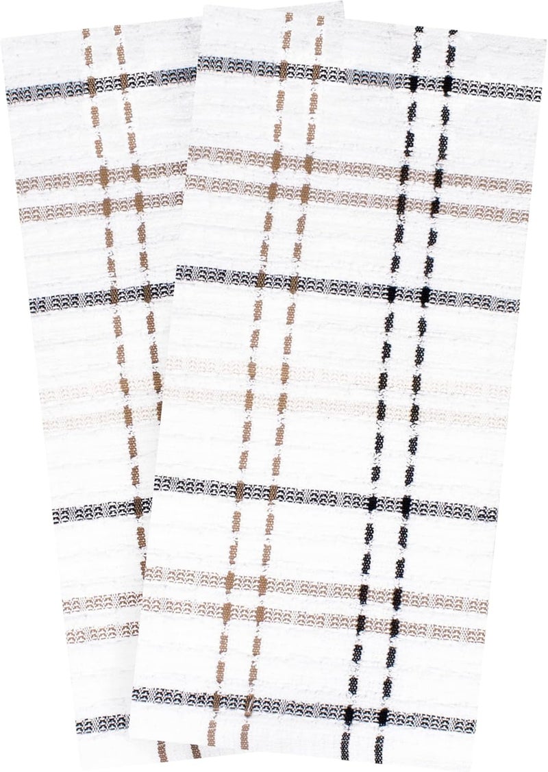 Ritz Royale Collection 100% Combed Terry Cotton, Highly Absorbent, Kitchen Dish Cloth Set, 13-3/4" x 12", 4-Pack, Solid & Checked, Latte - Image 4