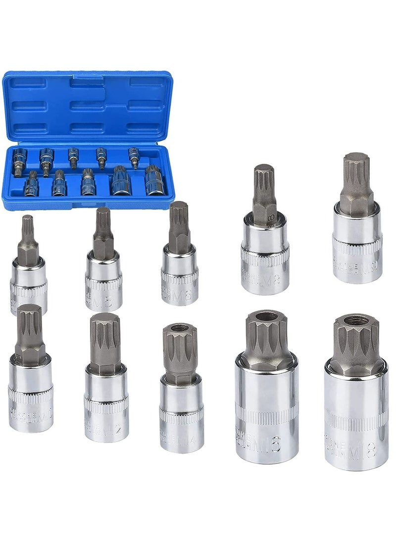 SYOSI Spline Socket Bit Set 10pcs Square Triple Silver M4 - M18 - Image 2