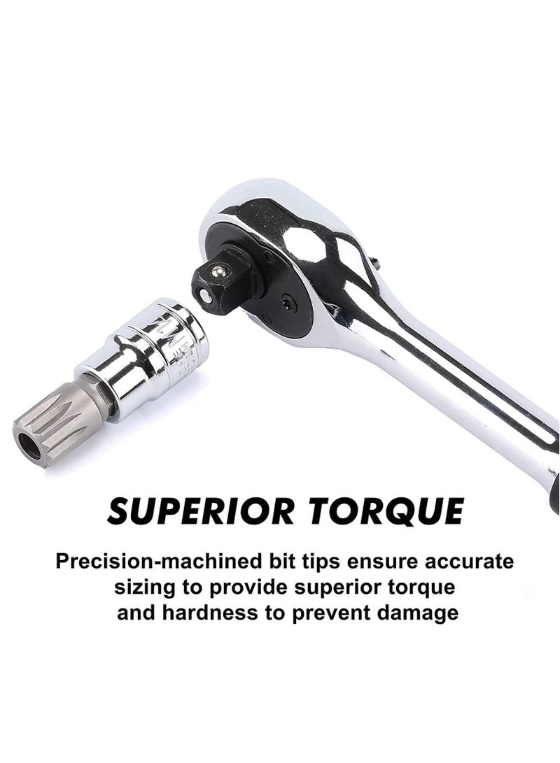 SYOSI Spline Socket Bit Set 10pcs Square Triple Silver M4 - M18 - Image 5