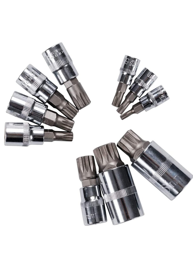 SYOSI Spline Socket Bit Set 10pcs Square Triple Silver M4 - M18 - Image 3