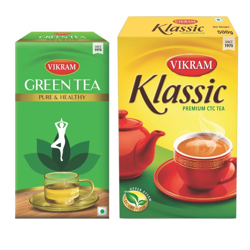 VIKRAM Green tea & klassic 500gm Combo - Image 1