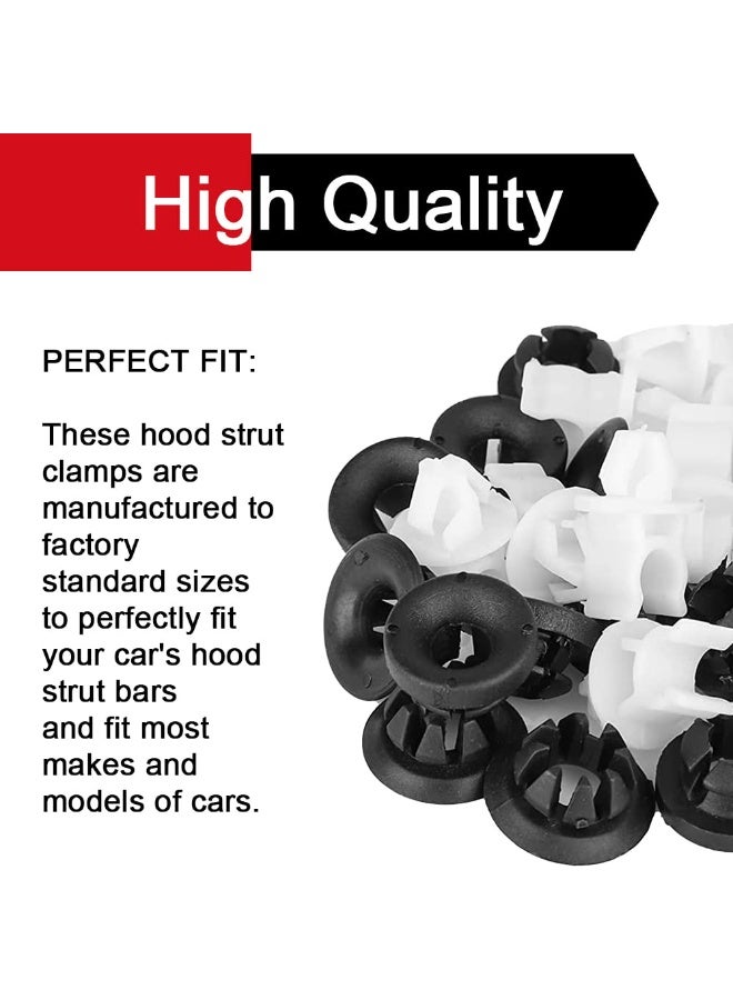 30PCS Hood Prop Rod Holder Clips, Car Engine Hood Stay Clips, Hood Support Prop Rod Holder, Black White Hood Rod Clip Compatible with 91503-SS0-003, Hood Car Grommet Clips for Most Cars - Image 4