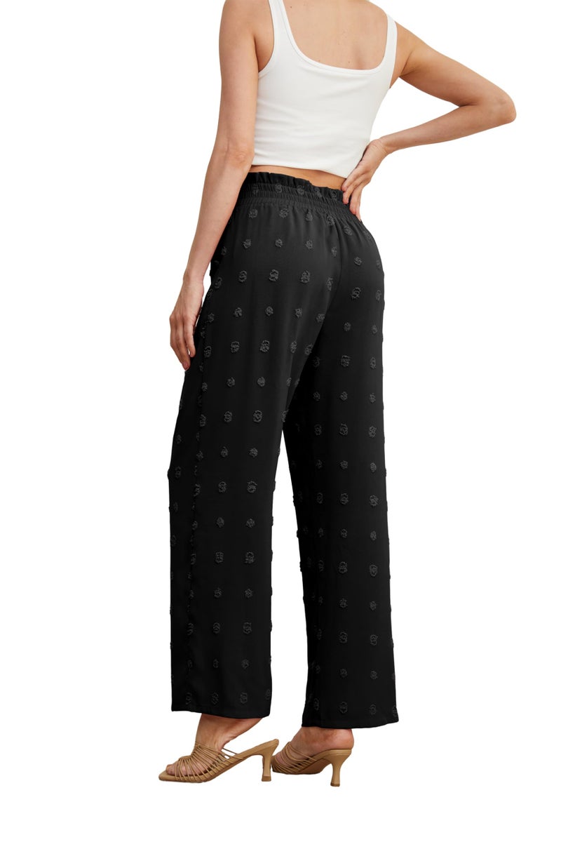 IWOLLENCE Women's Wide Leg Pants with Pockets High Waist Adjustable Knot Loose Casual Trousers Business Work Casual Pants TH Black M - Image 5
