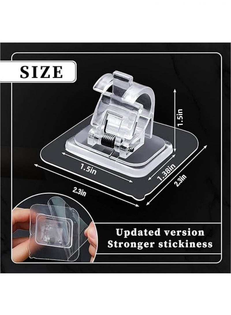 8PCS Self Adhesive Curtain Rod Holders No Drill Curtain Rods Brackets No Drilling Nail Free Adjustable Curtain Rod Hooks Curtain Hangers for Bathroom Kitchen Home Bathroom Hotel(Transparent) - Image 2