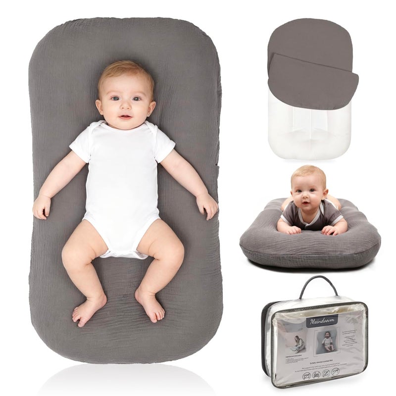 Meindoovm Baby Lounger - Snuggle Cozy Me Infant Lounger for Newborns | Breathable & Soft, Portable Awake-Time Pad, Essential Baby Gift (Lounger Cover Included) - Image 1