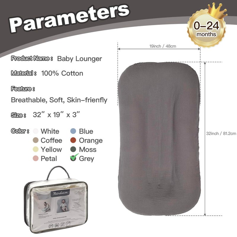 Meindoovm Baby Lounger - Snuggle Cozy Me Infant Lounger for Newborns | Breathable & Soft, Portable Awake-Time Pad, Essential Baby Gift (Lounger Cover Included) - Image 4