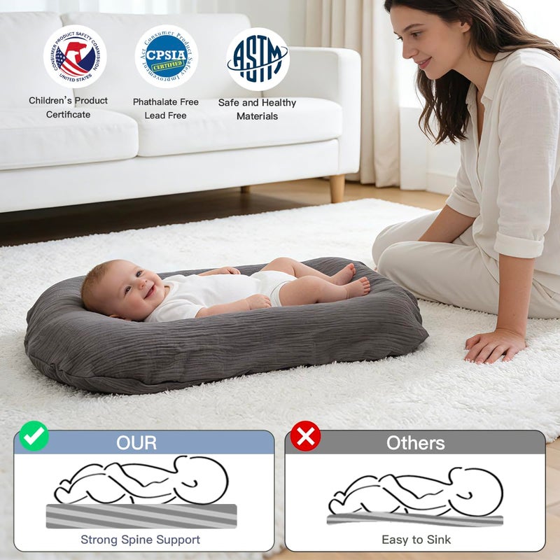 Meindoovm Baby Lounger - Snuggle Cozy Me Infant Lounger for Newborns | Breathable & Soft, Portable Awake-Time Pad, Essential Baby Gift (Lounger Cover Included) - Image 2