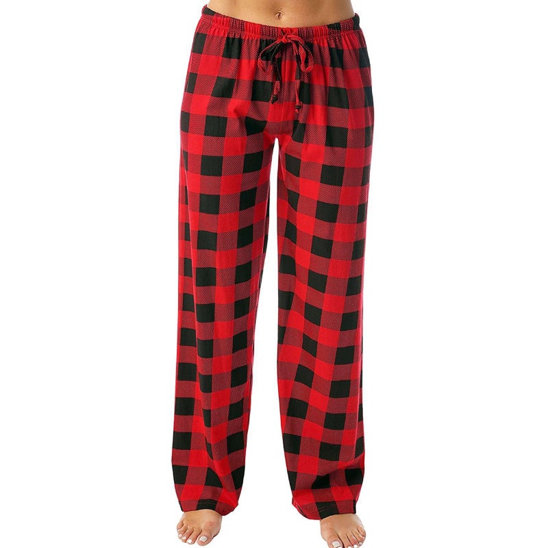 Women's Cotton Blend Plaid Drawstring Leggings - Image 3