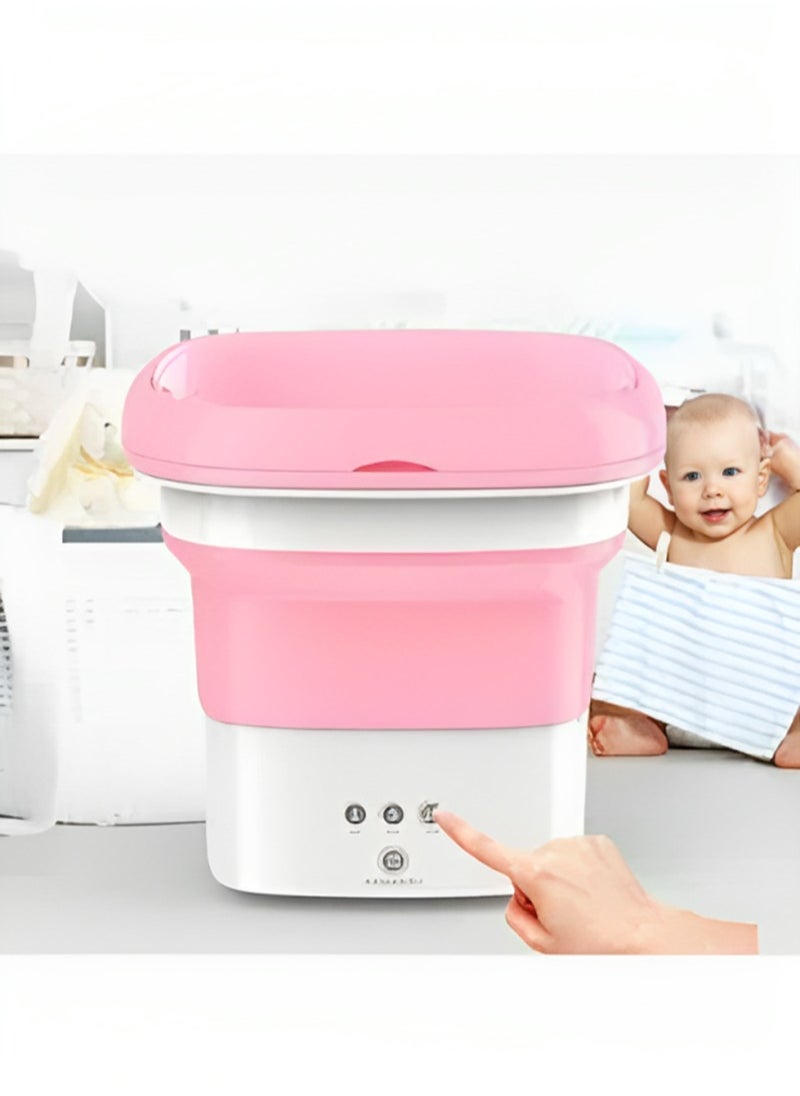 Generic Mini Portable Folding Washing Machine Small Automatic Bucket Small Underwear Clothes Washing Machine Suitable for Baby Clothes Traveling and Camping  - Image 2