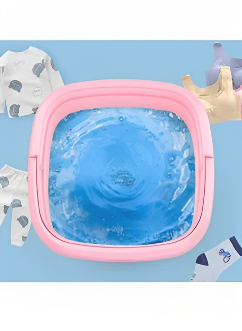Generic Mini Portable Folding Washing Machine Small Automatic Bucket Small Underwear Clothes Washing Machine Suitable for Baby Clothes Traveling and Camping  - Image 5