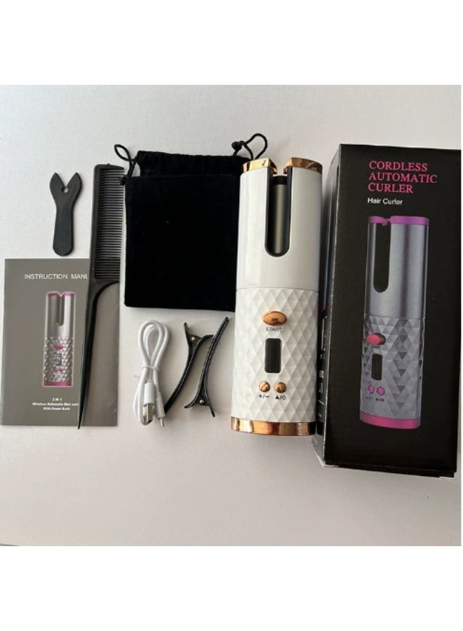 general Wireless Auto Hair Curler with Adjustable Temperature and Timer, Automatic Cordless Curling Iron with LCD Display, Portable Rechargeable Rotating Fast Heating Hair Wand for Style - Image 1