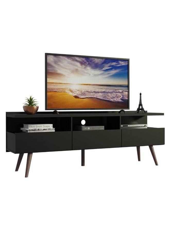 ماديسا حامل تلفزيون بثلاثة أبواب، لأجهزة التلفزيون حتى 65 بوصة، خشب، 160 × 58 × 36 سم - أسود - Image 2