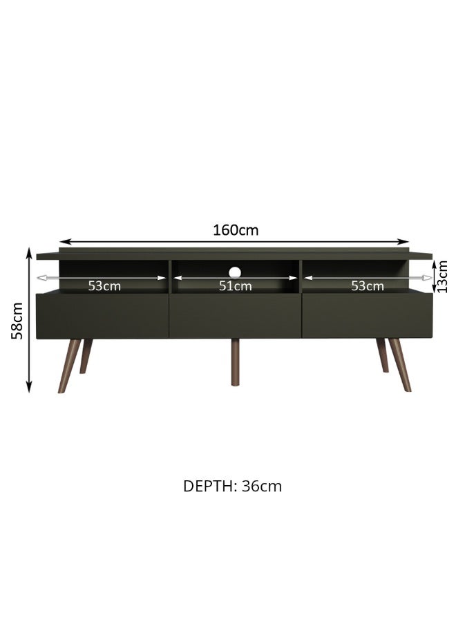 ماديسا حامل تلفزيون بثلاثة أبواب، لأجهزة التلفزيون حتى 65 بوصة، خشب، 160 × 58 × 36 سم - أسود - Image 3