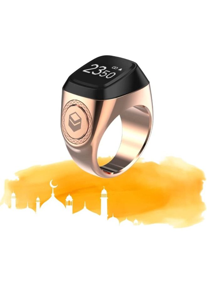 iQIBLA Smart Tasbih Zikr Ring New 2022 Aluminium alloy only 11.7g 18 MM BRIGHT ROSE With Charging Box - Image 1