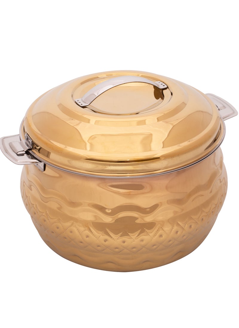 STAINLESS STEEL WAVES HOTPOT WITH NAKSHI BOTTOM 5 LITERS GOLD COLOUR - pzsku/ZAB2A1567E1354081DC10Z/45/_/1663405242/d3b3699f-fda8-44a2-bc62-0bf986e1ae94