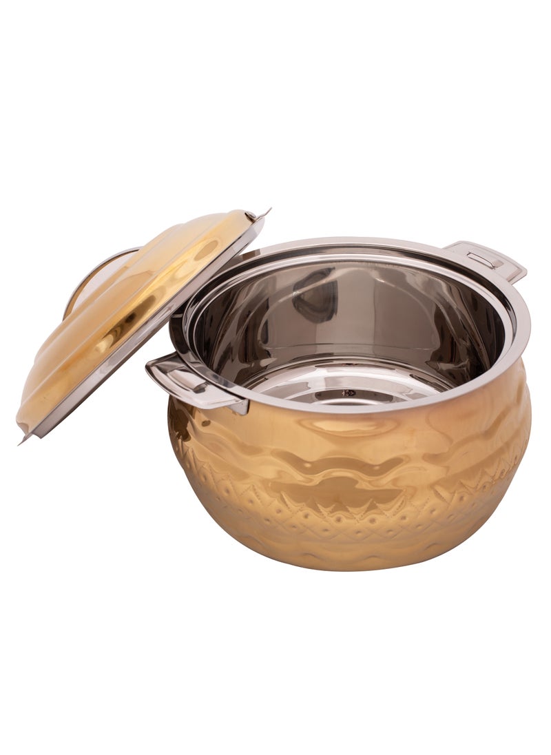 STAINLESS STEEL WAVES HOTPOT WITH NAKSHI BOTTOM 5 LITERS GOLD COLOUR - pzsku/ZAB2A1567E1354081DC10Z/45/_/1663405243/6d36bb93-5fcf-4c62-a202-ebefead85a09