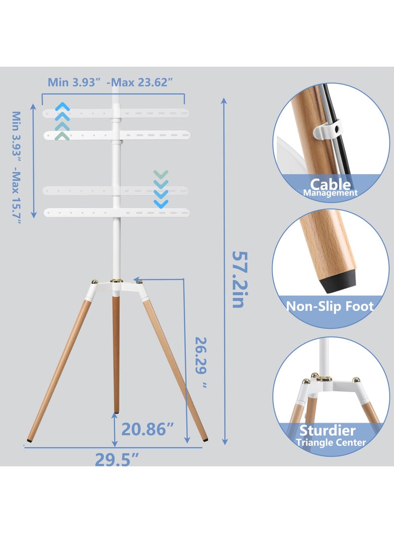فلاشهوك حامل تلفزيون ثلاثي القوائم لشاشة LCD LED مقاس 32-65 بوصة، حامل تلفزيون على أرضية الاستوديو قابل للتعديل مع دوران 140 درجة لغرفة النوم وغرفة المعيشة وحامل تلفزيون الزاوية - Image 4