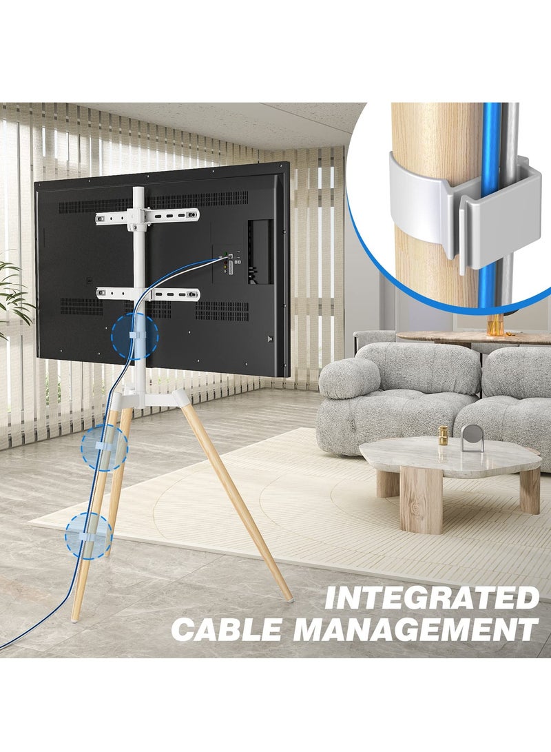 فلاشهوك حامل تلفزيون ثلاثي القوائم لشاشة LCD LED مقاس 32-65 بوصة، حامل تلفزيون على أرضية الاستوديو قابل للتعديل مع دوران 140 درجة لغرفة النوم وغرفة المعيشة وحامل تلفزيون الزاوية - Image 5