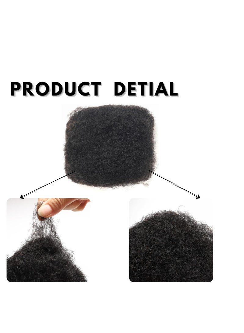 Excefore Bulk Human Hair, 8 Inch Unprocessed Human Hair Extensions, Twists and Braids, 2 Pack Afro Kinky Bulk 100% Human Hair for Dreadlock Extensions Repair, Natural Black - Image 2