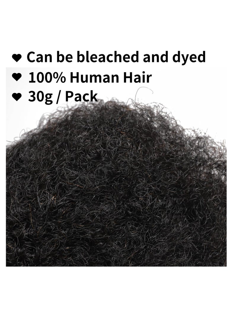 Excefore Bulk Human Hair, 8 Inch Unprocessed Human Hair Extensions, Twists and Braids, 2 Pack Afro Kinky Bulk 100% Human Hair for Dreadlock Extensions Repair, Natural Black - Image 4