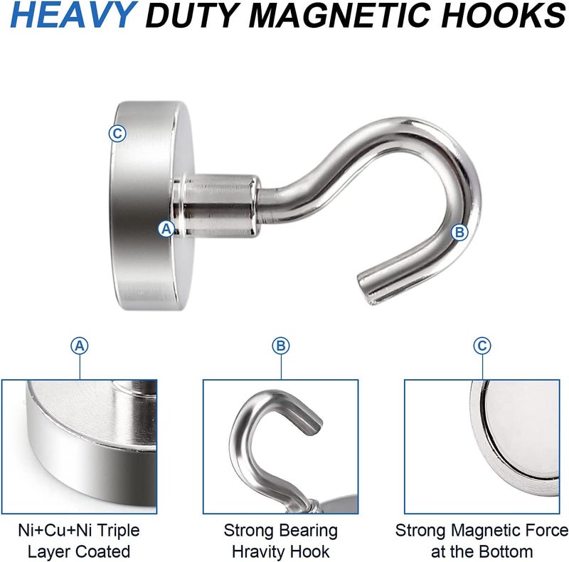 LOVIMAG Cruise Magnets for Door, 30lbs Magnet Hooks for Cruise Cabin,Strong Magnetic Hook for Hanging,Refrigerator, Ceiling, Kitchen, Neodymium Magnets with Hook for Magnetic Key Holder- 4 Pcs - Image 4