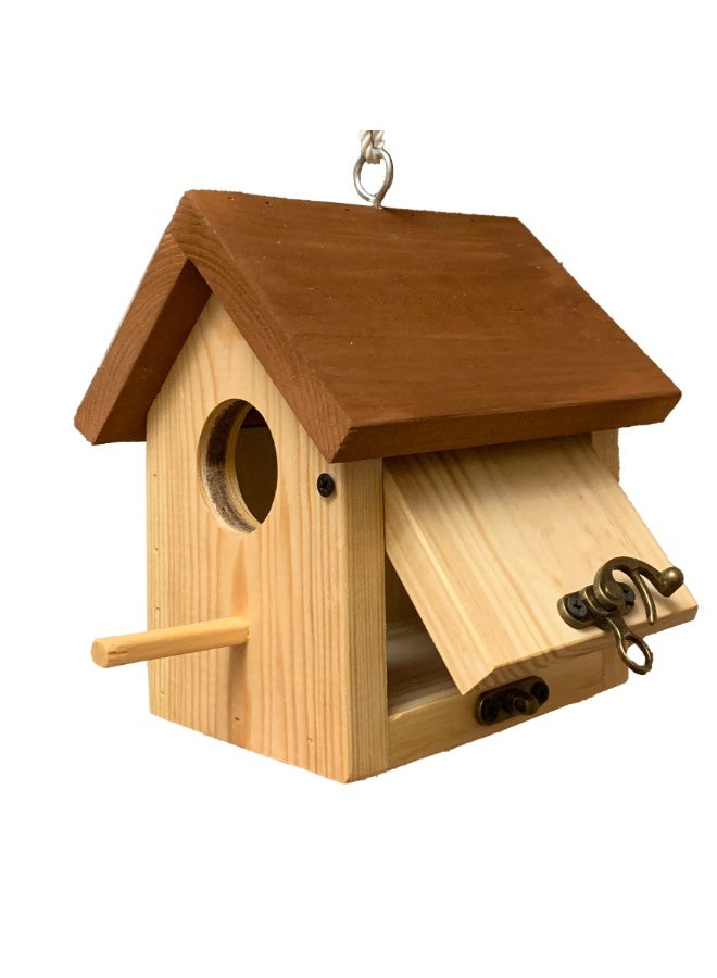 بيت عصافير خشبي بأبواب قابلة للفتح - لون بني  من Pet's Home - Image 1