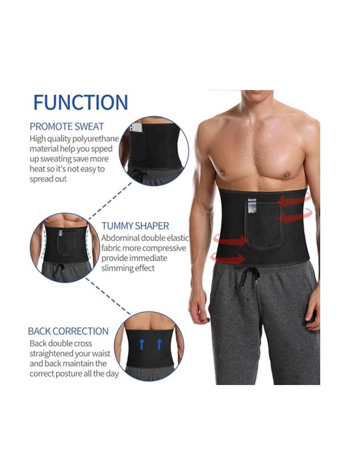 VIUAUAX Waist Trainer Silver Ion Sweat Belt with Pockets, adjustable Sauna Belt, Improves Core Stability, Increases Aerobic Intensity, Increases Sweating-M - Image 5