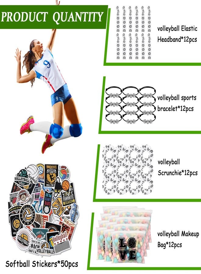 Yeyeplum 190 Pcs Volleyball Party Favors Volleyball Team Gifts for Women Include Goodie Makeup Bags Bracelet Hair Bands Hair Ties Stickers for Sport Lovers Birthday Party Decoration - Image 2