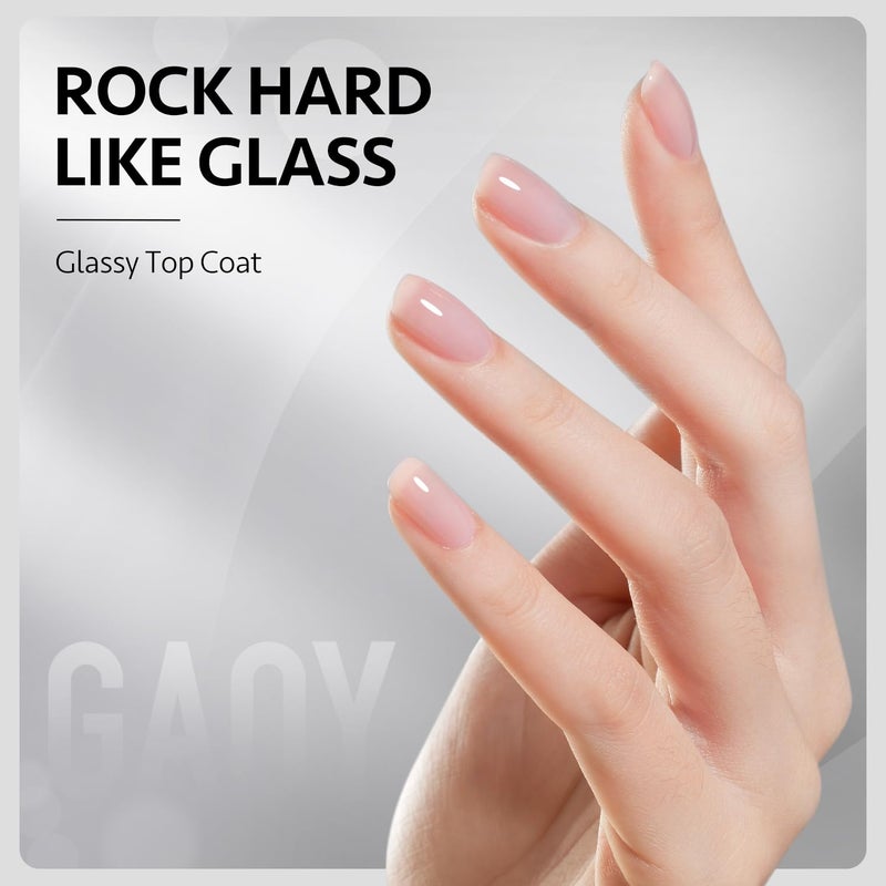 GAOY Gel Top Coat, Builder Gel and Base Coat Set, 3 Pcs 16ml Clear Glossy No Wipe Combination for UV Light Cure - Image 2