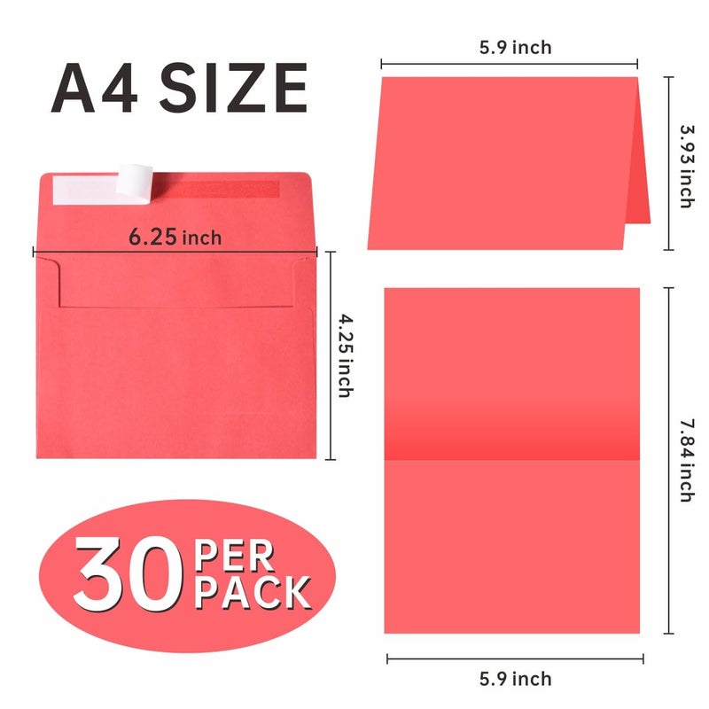 Keketer Blank Cards and Envelopes 4x6, 30 Pack 10-Color Assorted Invitation Folded Cardstock with 30 Matching Self-Seal A4 Envelopes, Thank You Blank Greeting Cards, for DIY, Print Custom, Wedding & Birthday - Image 2