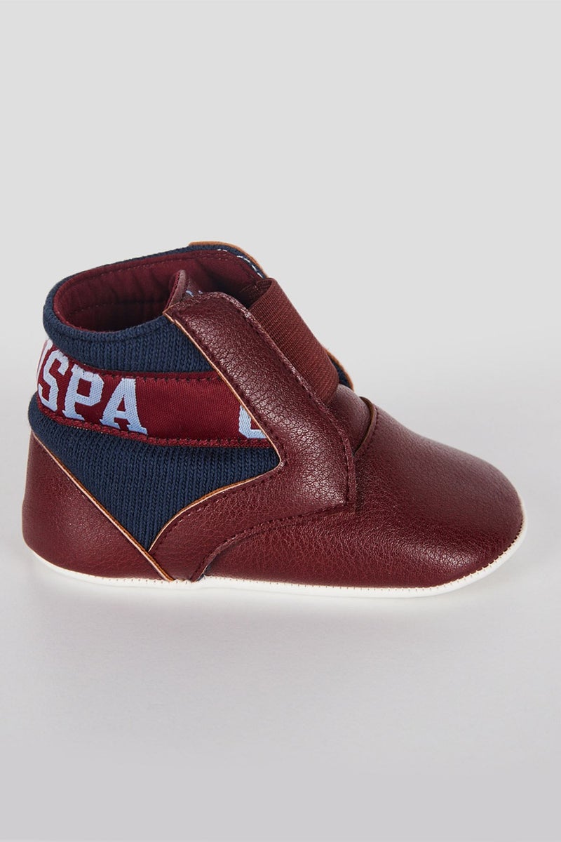 U.S. Polo Assn. Licensed Burgundy Baby Slippers - Image 1