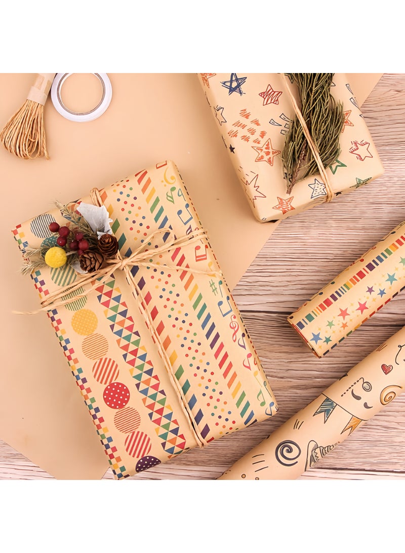 عالم البالونات 12 ورقة من ورق تغليف الهدايا مع الملحقات، ورق تغليف هدايا العطلات، تغليف هدايا عيد الميلاد بنفسك، ورق تغليف هدايا لأعياد الميلاد والعطلات وحفلات الزفاف والحفلات وتغليف هدايا الأطفال (70 سم × 50 سم) - Image 2