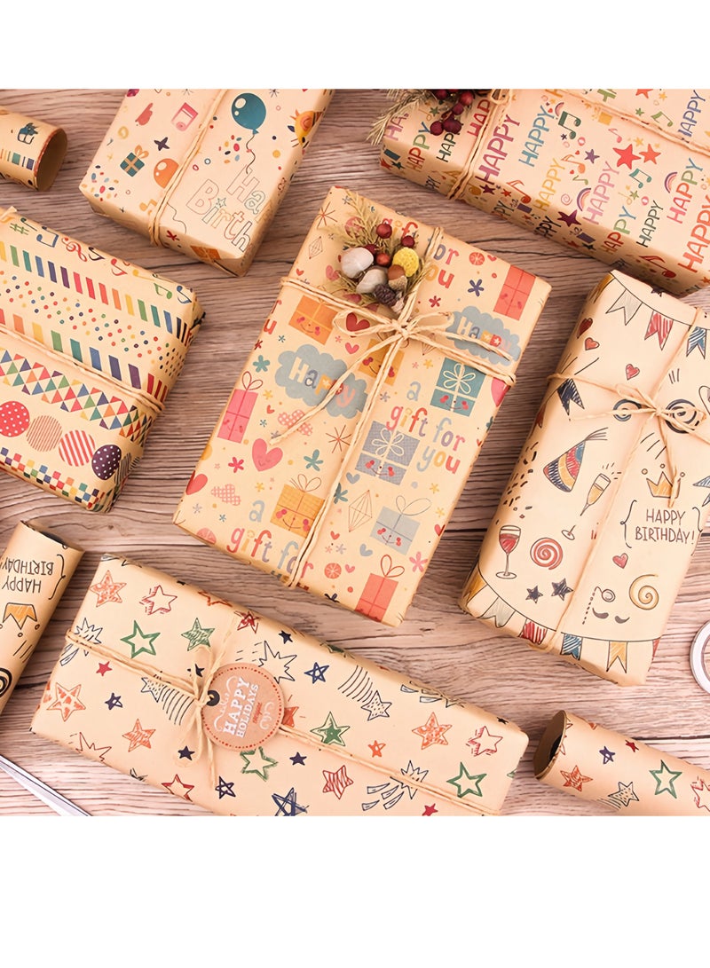 عالم البالونات 12 ورقة من ورق تغليف الهدايا مع الملحقات، ورق تغليف هدايا العطلات، تغليف هدايا عيد الميلاد بنفسك، ورق تغليف هدايا لأعياد الميلاد والعطلات وحفلات الزفاف والحفلات وتغليف هدايا الأطفال (70 سم × 50 سم) - Image 1