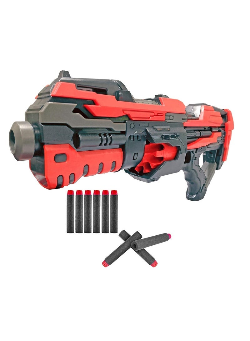 TOON TOYZ Battery Operated Machine Gun Toy for Kids Motorized Automatic Foam Blaster with 10 Soft Bullets, Red High-Speed Shooting, 45 Ft Range - Image 1