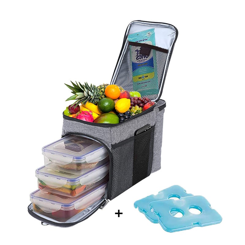 TOP&TOP TOPS IS NOT ENOUGH TopTop Insulated Lunch Box Set and Cooler Bag for Men Women Tote Lunch Bag Includes 3 Reusable Meal Prep Containers  2 Ice Pack  Detachable Shoulder Strap Lunch Box for School Office Camping 