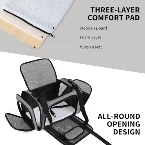 Yipincover Carriers SoftSided Pet Carrier Case for Small Medium Cats Dogs Puppy Under 15 lbsAirline Approved Cat Carrier with 4 Ventilated Windows MediumGreyBlack - Image 3