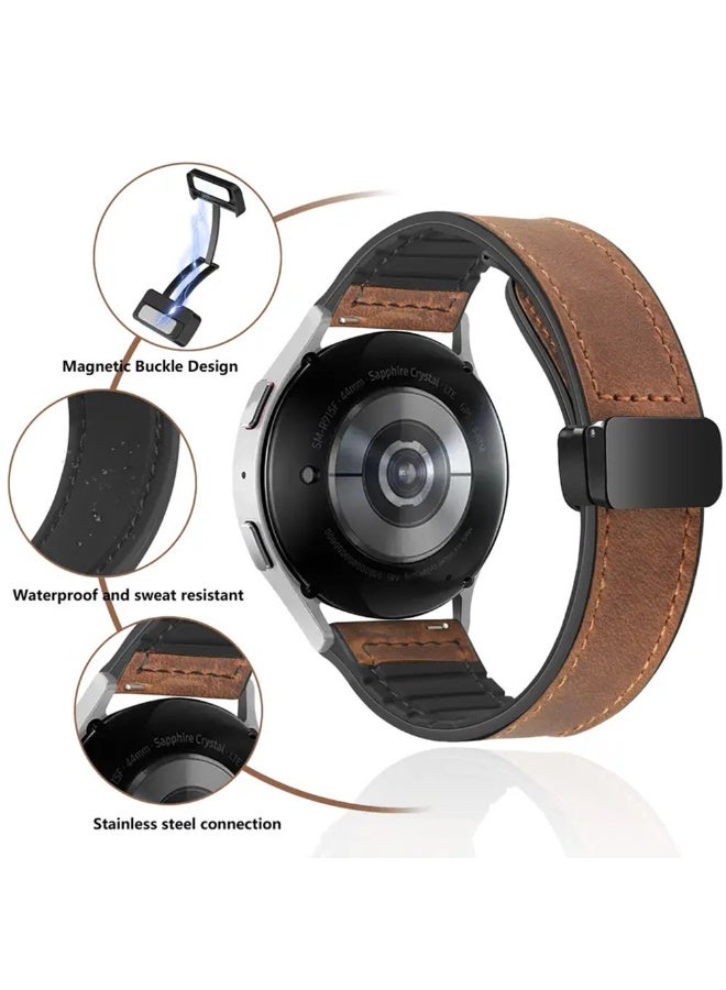 22mm leather strap, with magnetic buckle design, compatible with Huawei GT3/4 (46mm), GT3 Pro, Huawei Watch 3, GT2e, GT2 Pro, GT2 (42/46mm), and Samsung Galaxy Watch 3 (45mm/Gear S3, black). - Image 2