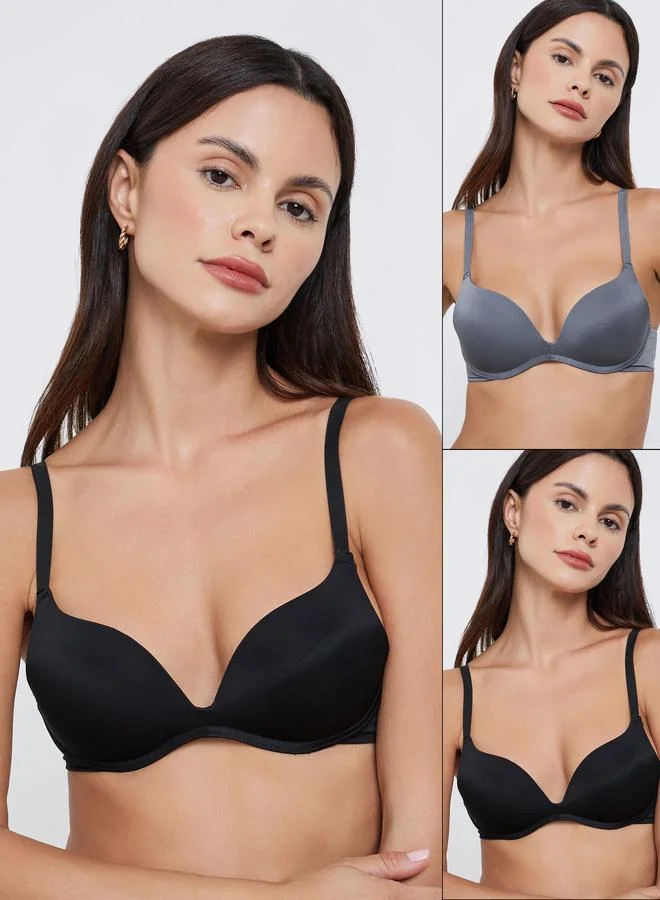 ستايلي مجموعة من 2 صدرية مبطنة بياقة عميقة وبلا أسلاك