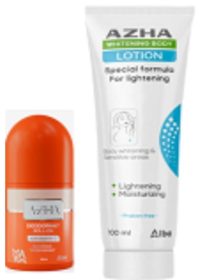AZHA Whitening Body Lotion Special Formula For Lightening 100 gm+ Roll-On Whitening Deodorant Sea Breeze Delays Hair Growth Secret 60 ML - Image 1