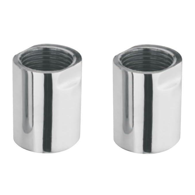 LIPKA Pack of 2 Full Brass 1.25 Inch Socket Connector for Pipe Fittings (Chrome Finish) - Image 1