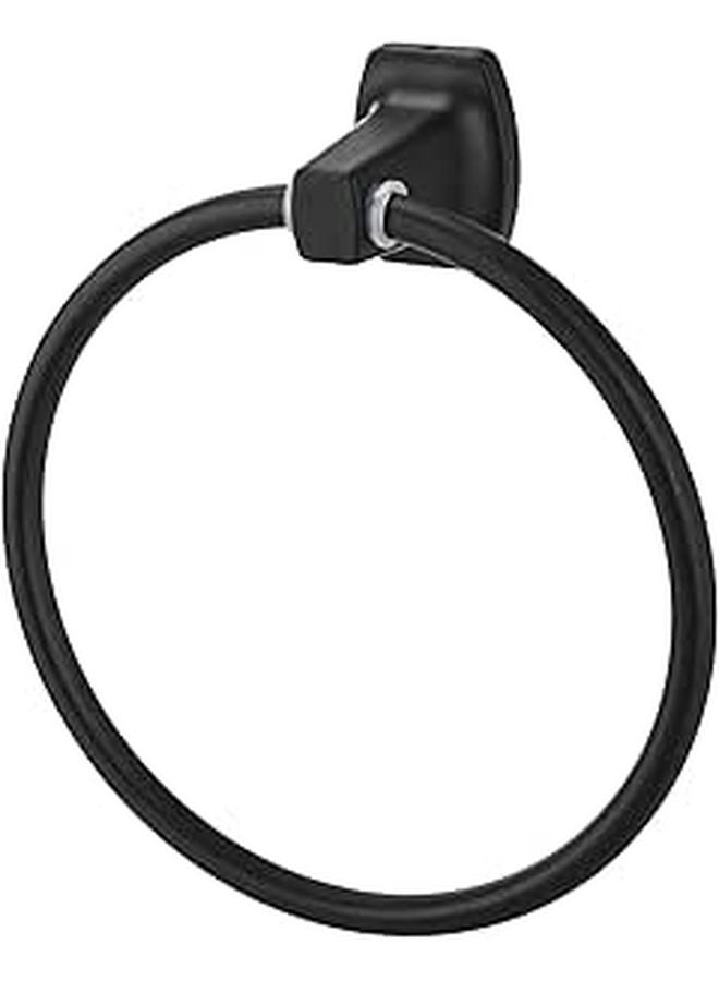 Matte Black Square Steel Wall Mounted Towel Ring - Image 1
