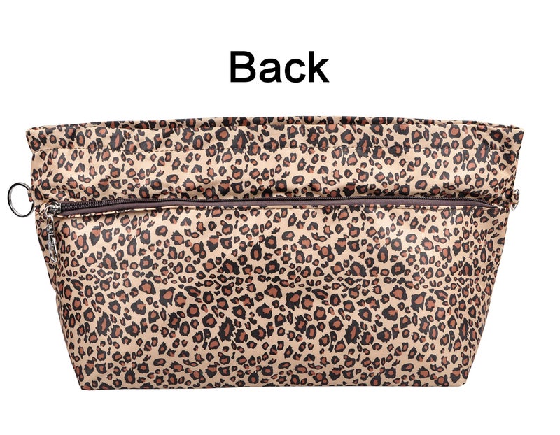 Vercord Purse Organizer Insert Bag Tote Handbags Pocketbook Inserts Organizers Zipper 11 Pockets Leopard Large - Image 5