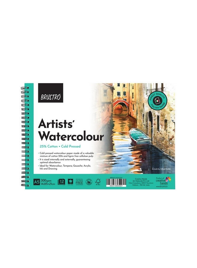 BRUSTRO Artists’ Gouache Colour Set of 12 Colours X 12ML Tubes with VelveTouch Brushes for Acrylics, Watercolor, Oil (Sets of 6) and Watercolour Pad 25% Cotton 300 GSM A5 Wiro Bound (12) Sheets - Image 3