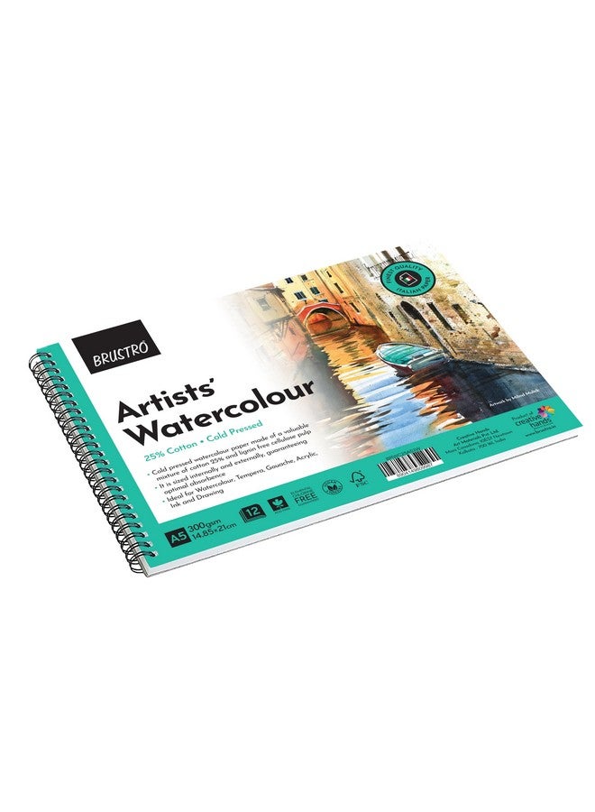 BRUSTRO Artists’ Gouache Colour Set of 12 Colours X 12ML Tubes with VelveTouch Brushes for Acrylics, Watercolor, Oil (Sets of 6) and Watercolour Pad 25% Cotton 300 GSM A5 Wiro Bound (12) Sheets - Image 5